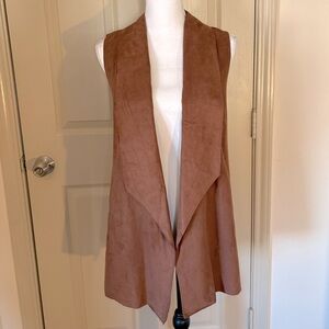 Women's Long, Brown Faux Suede Sleeveless Vest size Small
